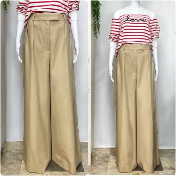 New Banana Republic Cruise Wide-Leg Pant 12 Maverick Tan High Waisted Trousers - Picture 3 of 10